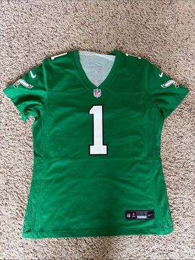 Nike Women’s Philadelphia Eagles Hurts #1 Short Sleeve V-Neck Football Jersey